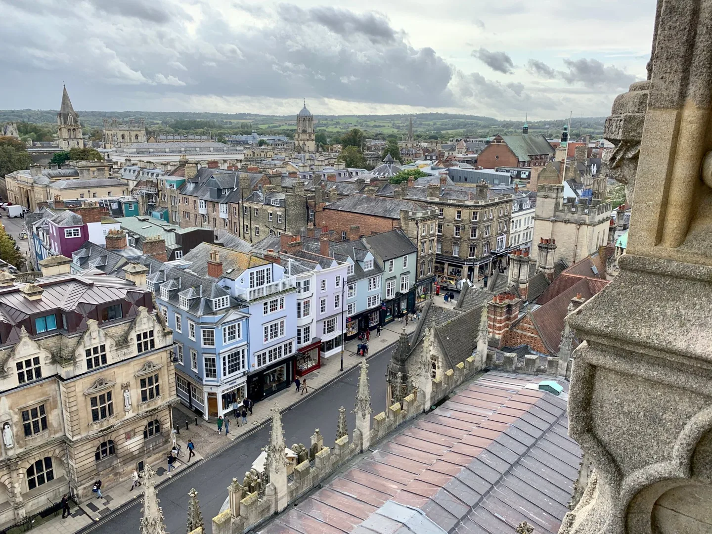 View over Oxford streets and rooftops