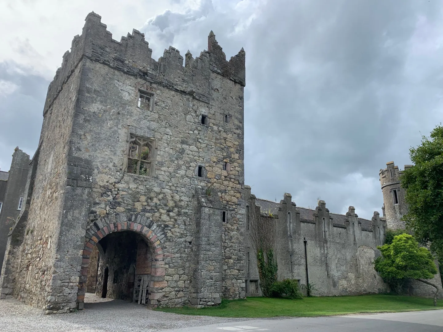 Arched entrance to a stone castle