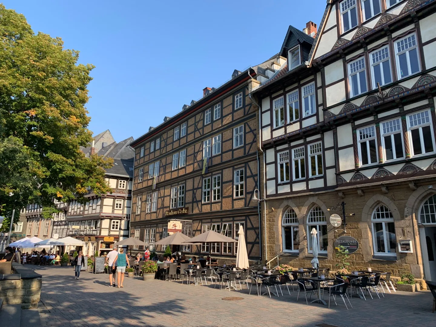 Historic façades around a town square
