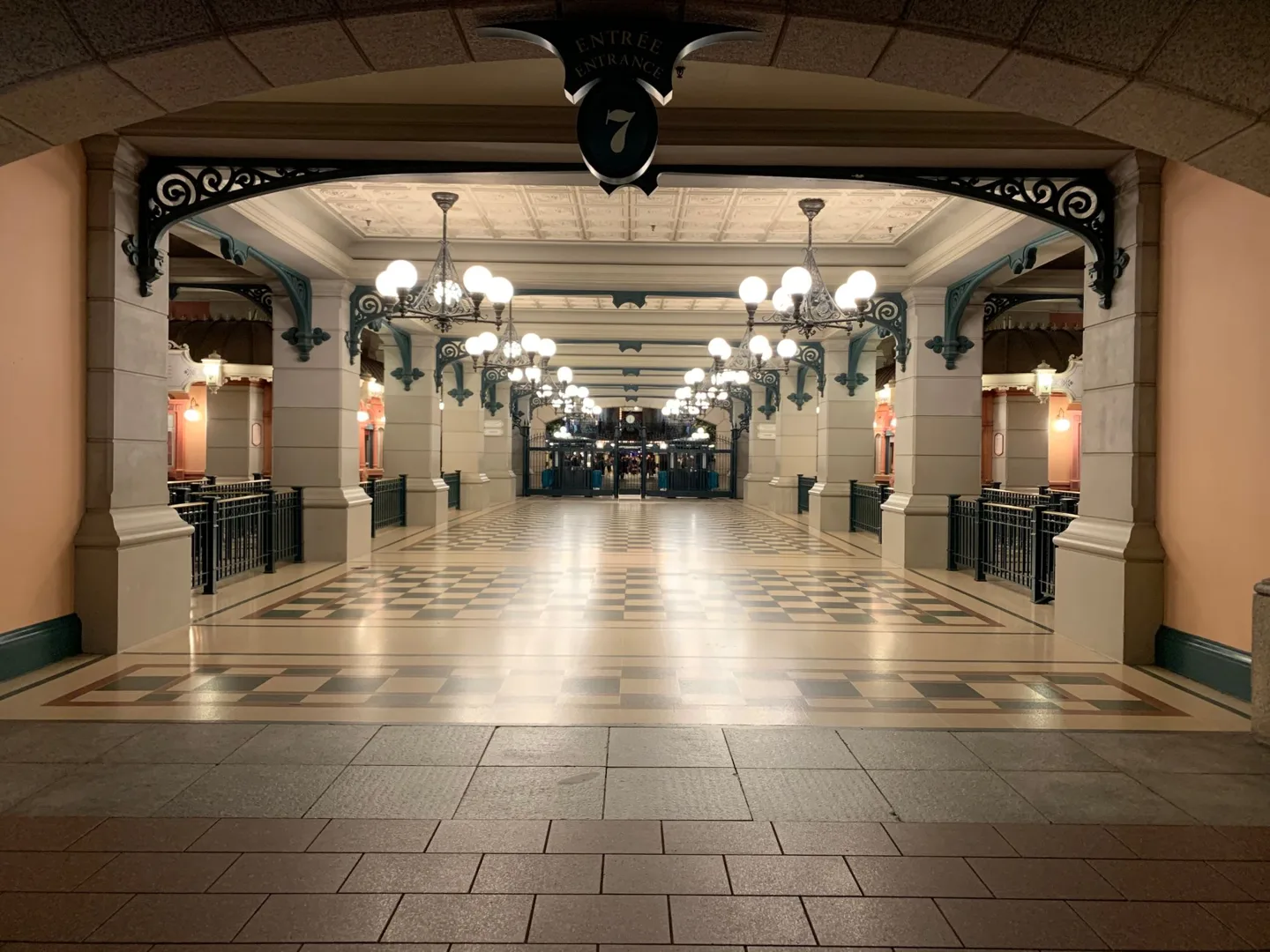 Illuminated shopping arcade