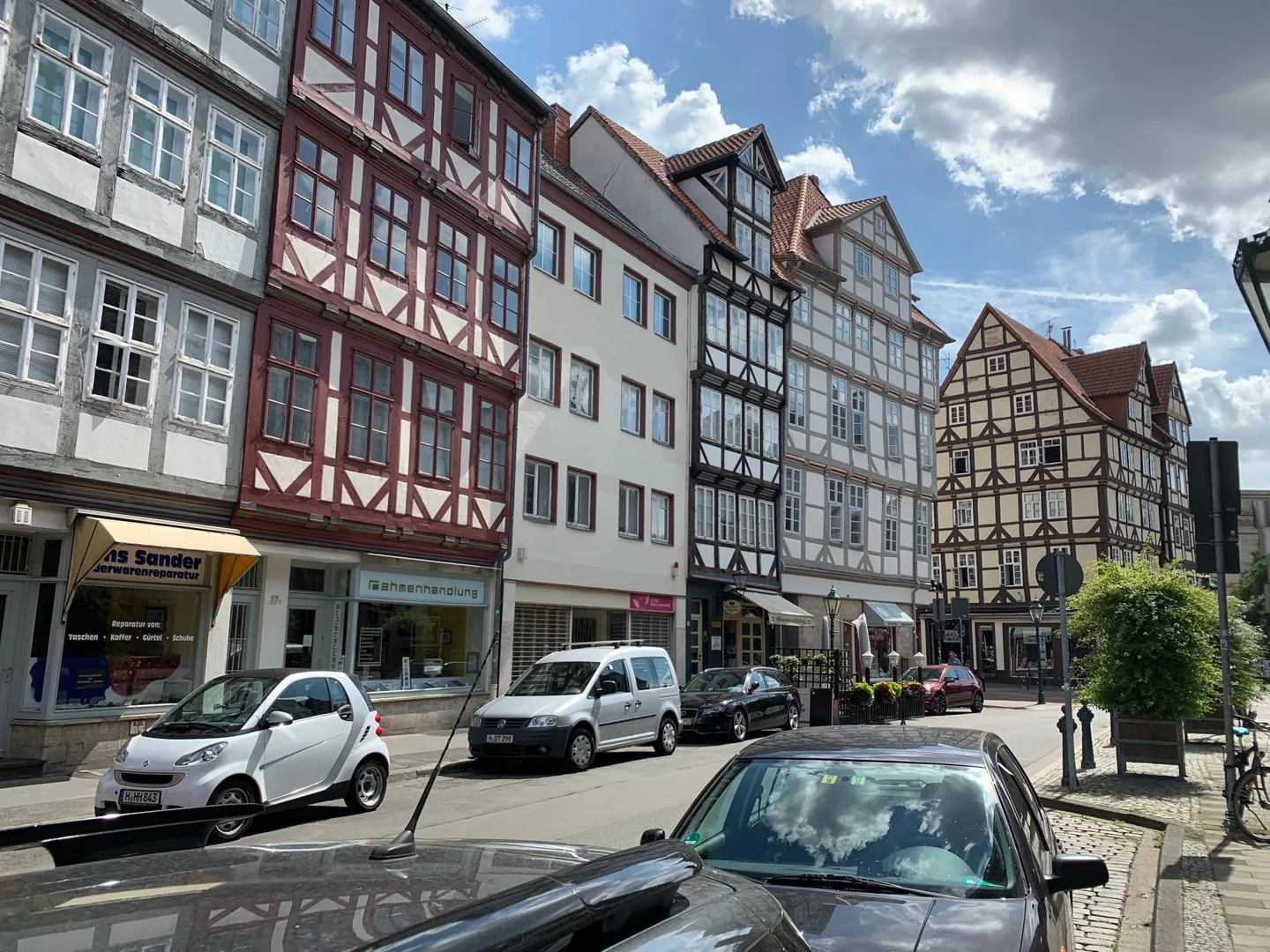 Half-timbered buildings on a Hannover street