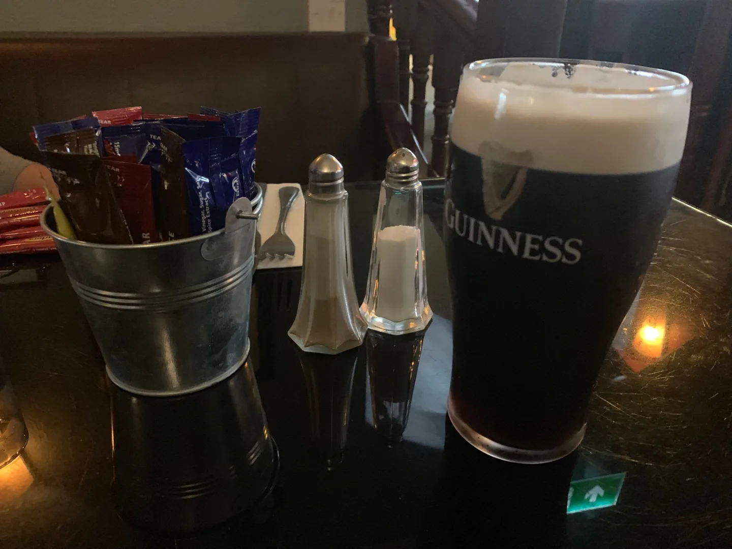 Pint of Guinness on a table