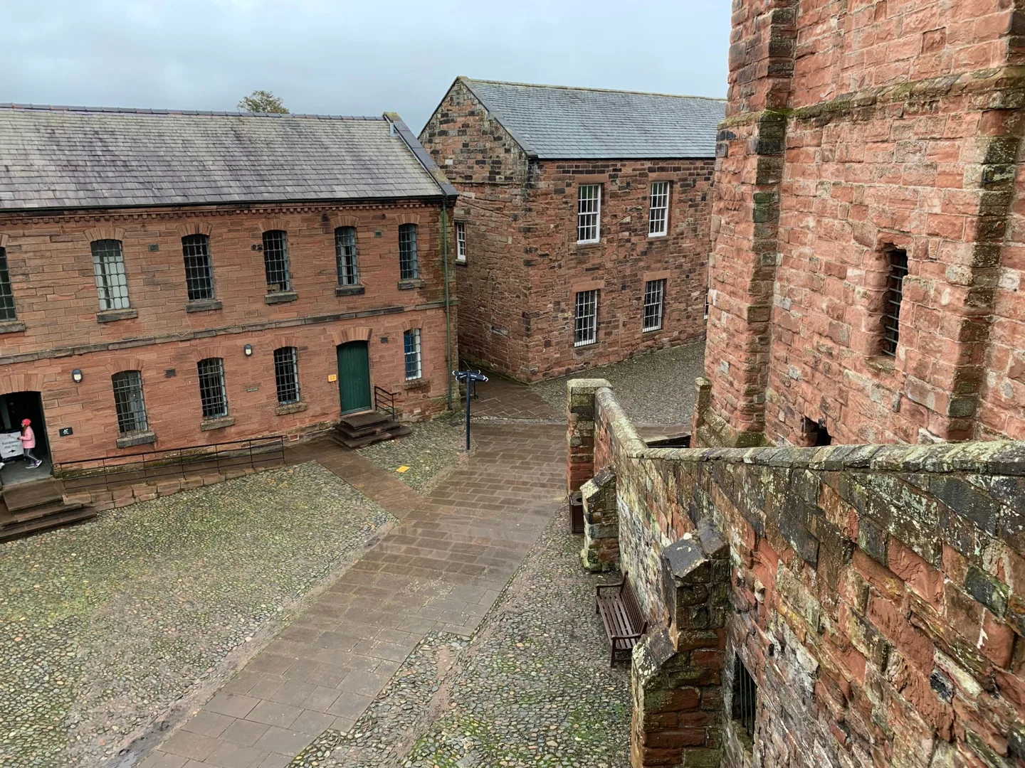 View down into the castle courtyard