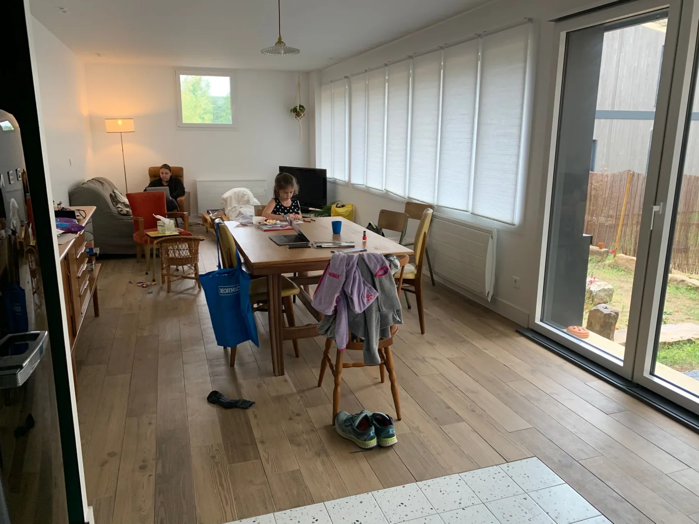 Children in the holiday house living room