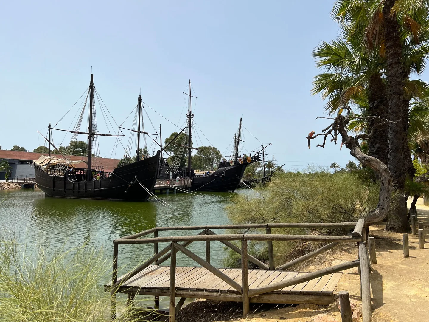 Replica sailing ships moored at Huelva