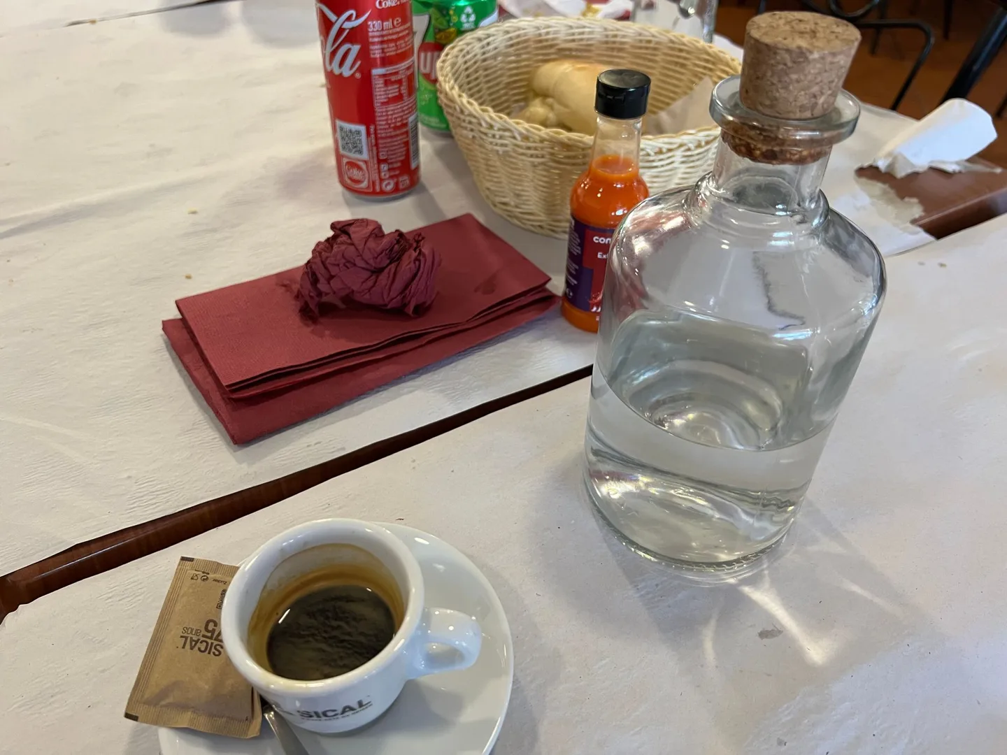 Coffee and refreshments on a café table