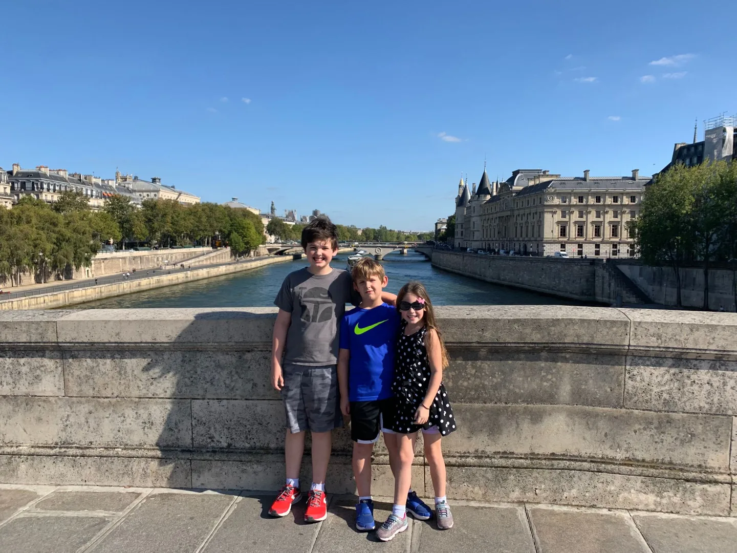 Children beside the river in Paris