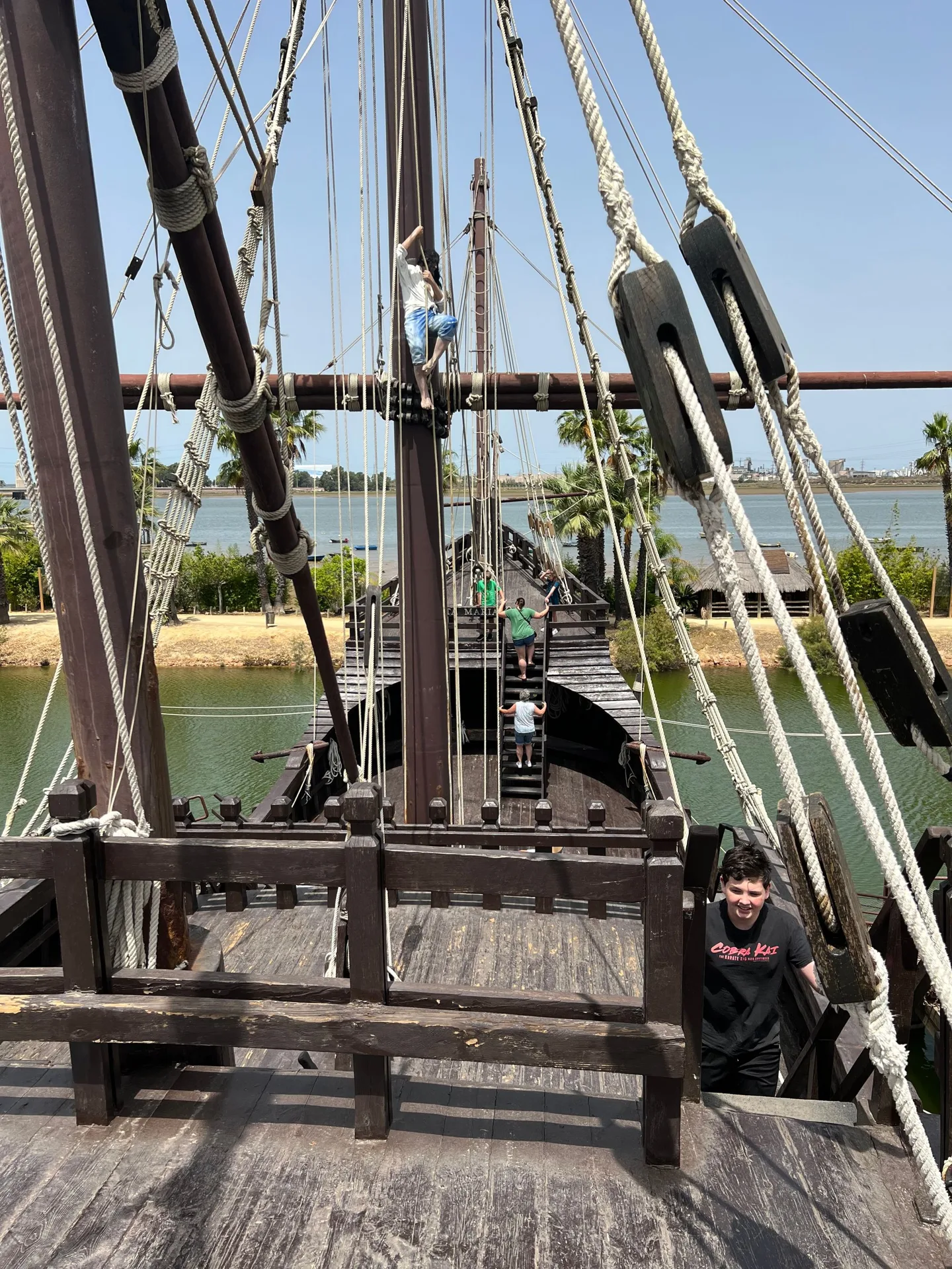 Deck and rigging of a replica sailing ship