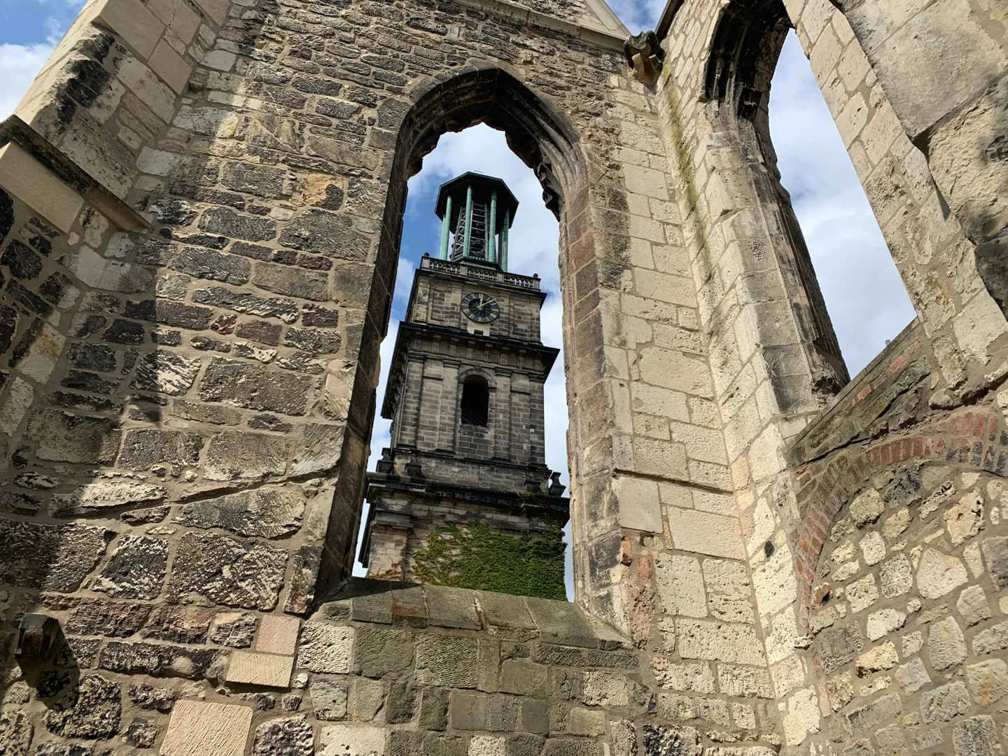 Open stone arches in a ruined church