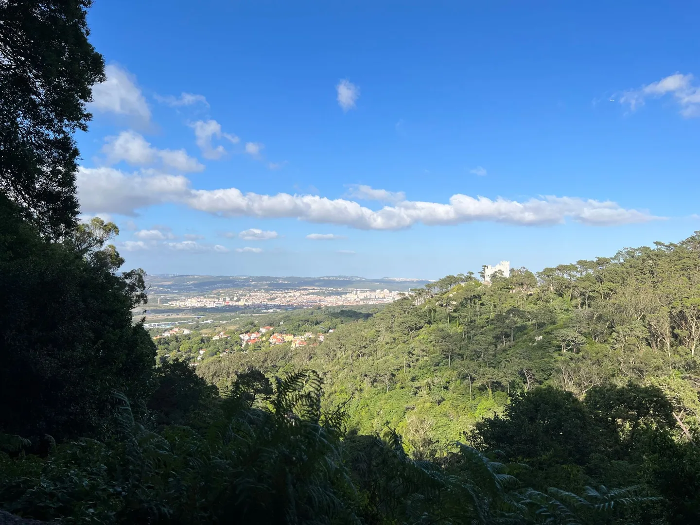 View across wooded hills toward the countryside