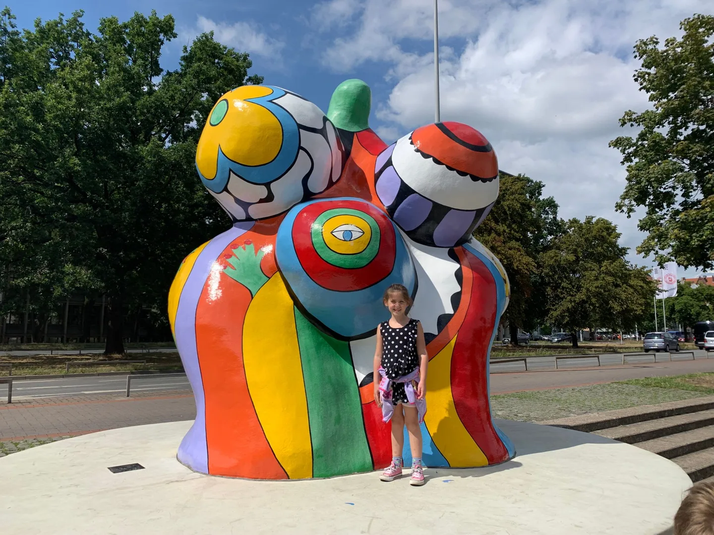 Brightly colored rounded sculptures