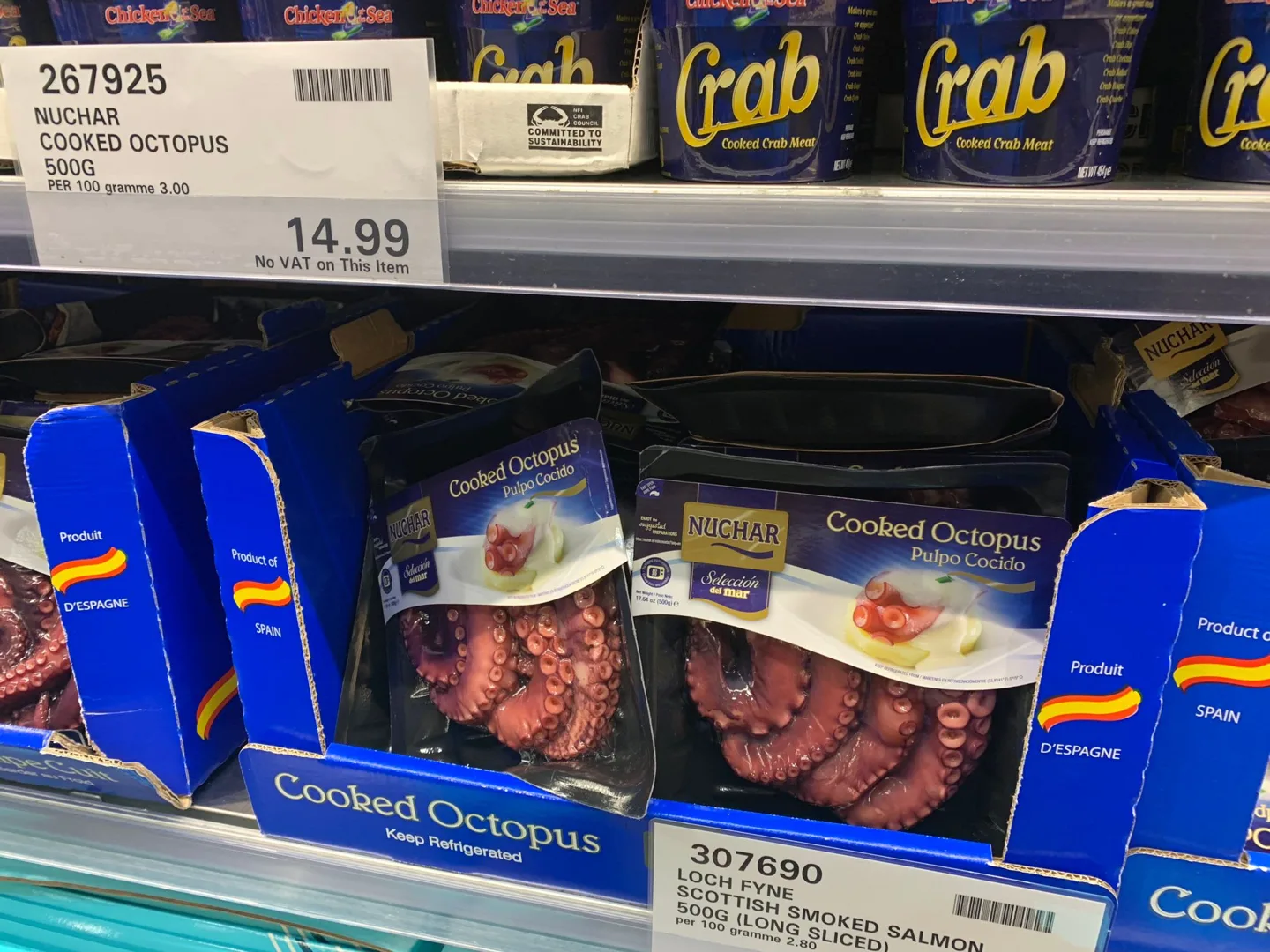 Packs of crumpets on a warehouse shelf