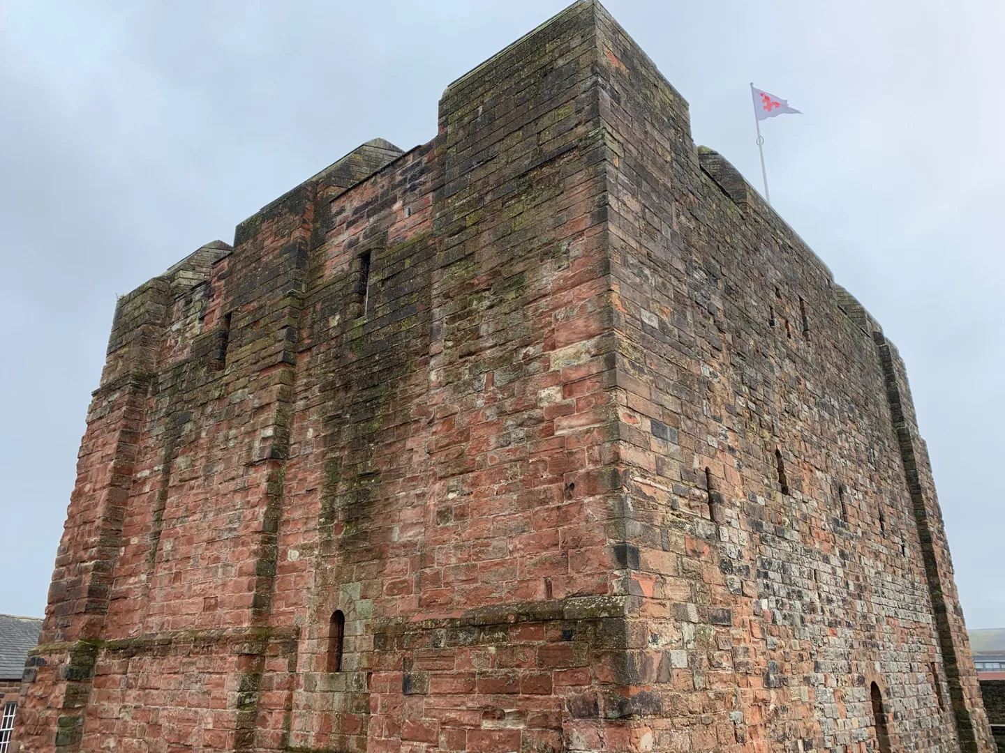Red sandstone castle keep