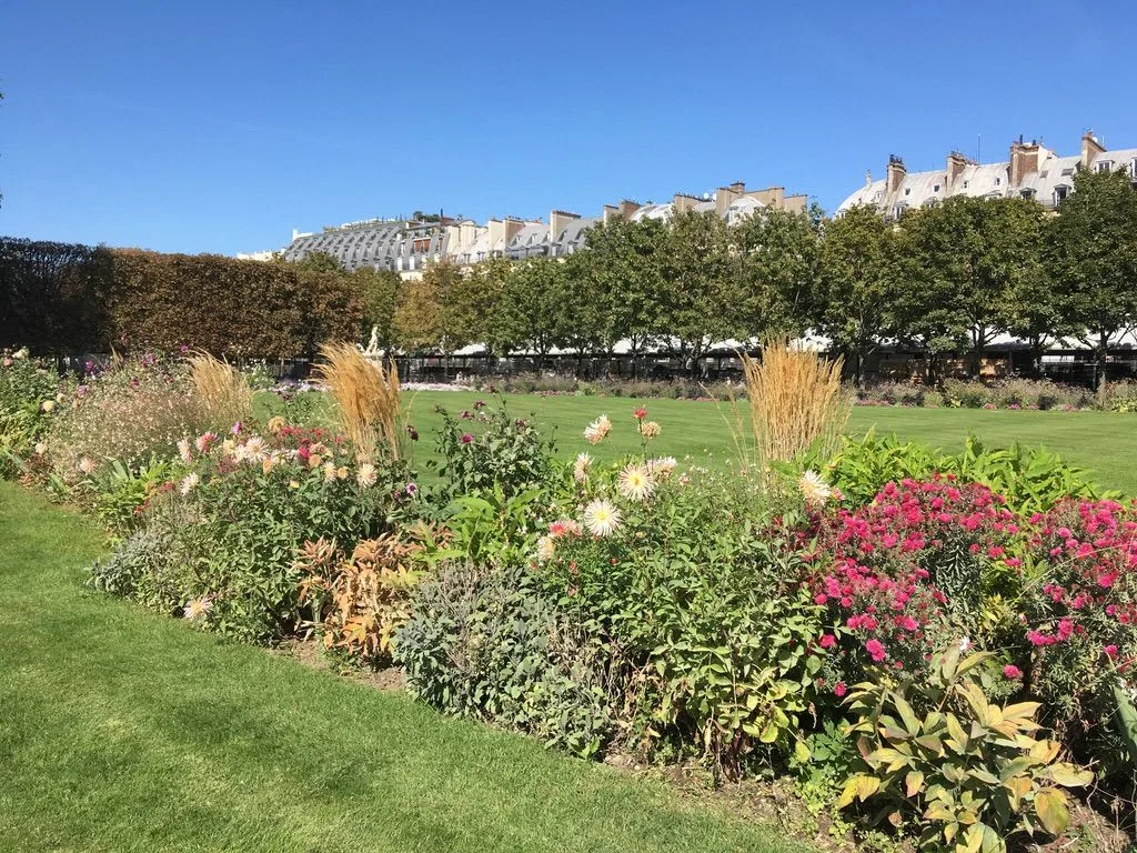 Flower beds in a Paris garden