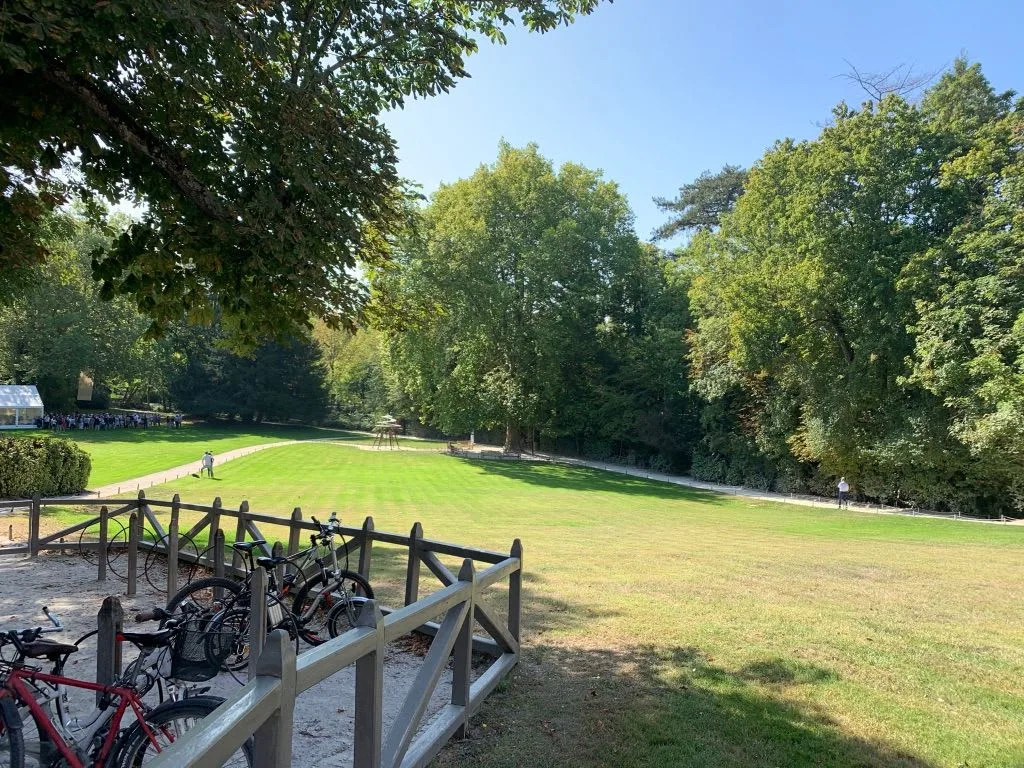 Parkland and a wooden bridge