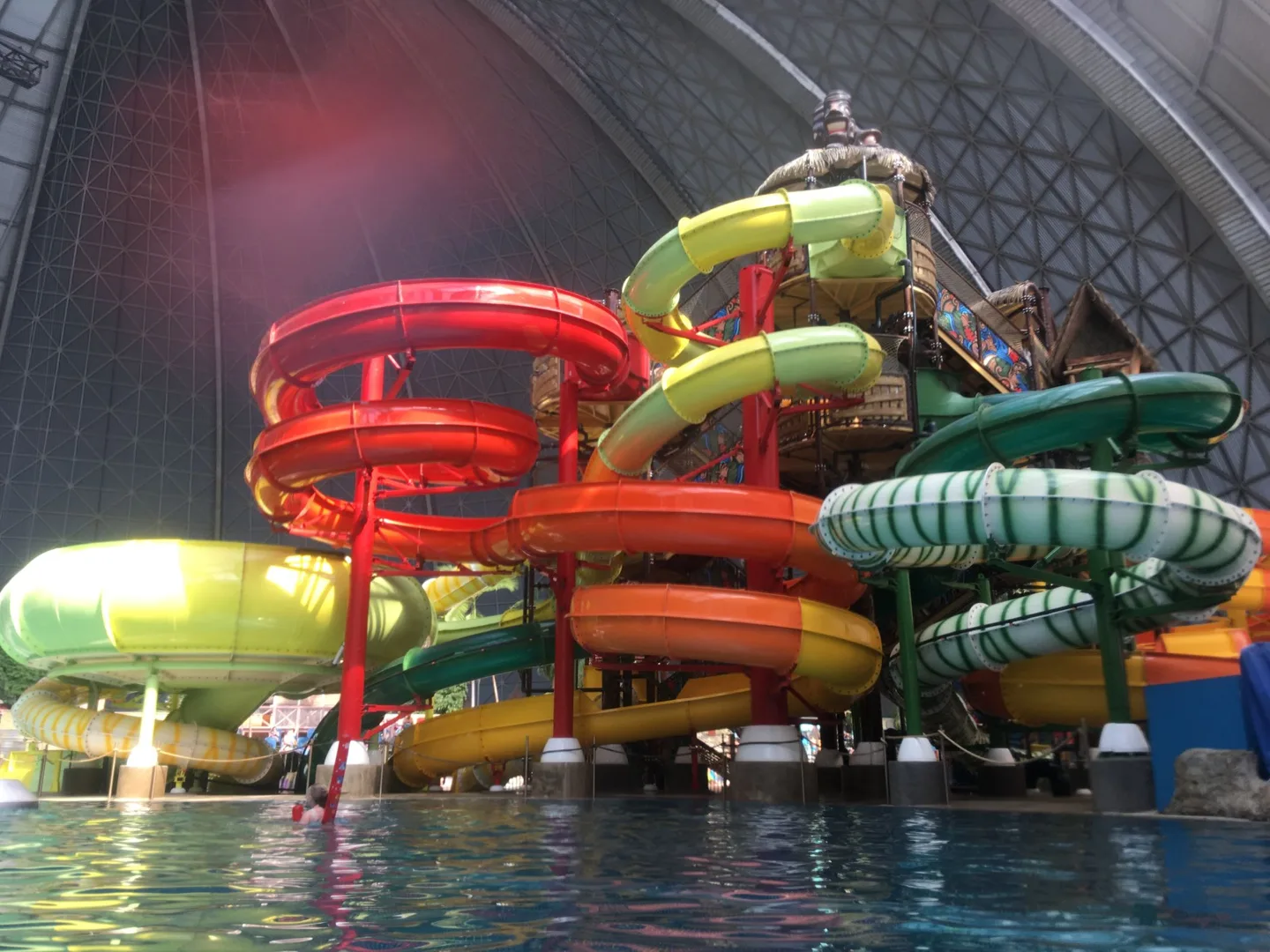 Colorful twisting water slides