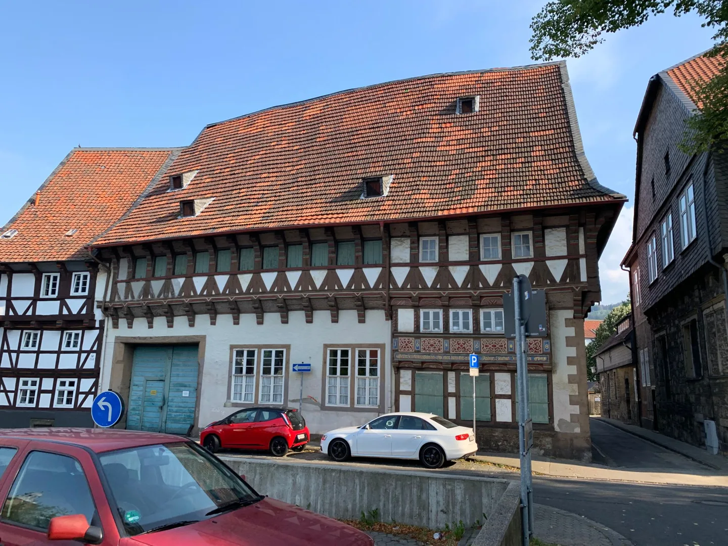 Half-timbered house with a red tiled roof