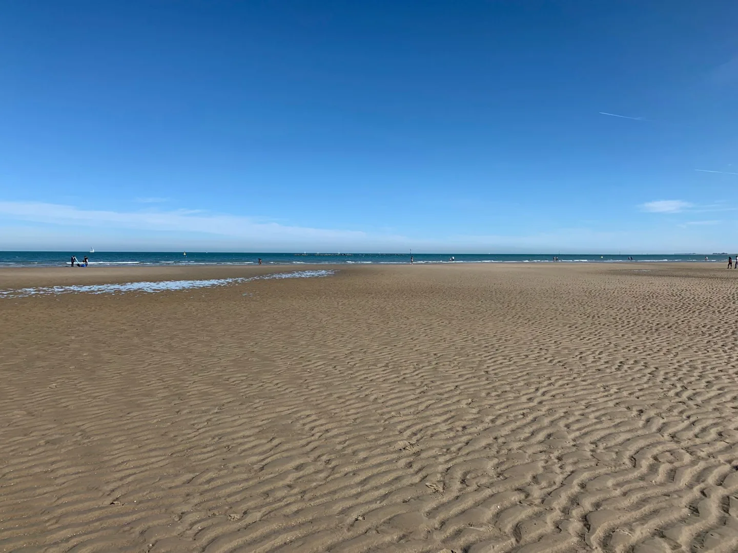 Low tide on a broad sandy beach